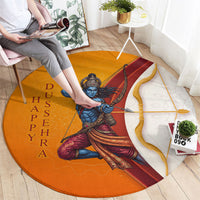 Happy Dussehra Lord Rama Victory Round Carpet Lord Rama Golden Bow Arrow Festival Art