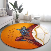 Happy Dussehra Lord Rama Victory Round Carpet Lord Rama Golden Bow Arrow Festival Art