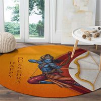Happy Dussehra Lord Rama Victory Round Carpet Lord Rama Golden Bow Arrow Festival Art