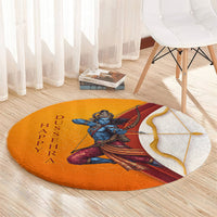 Happy Dussehra Lord Rama Victory Round Carpet Lord Rama Golden Bow Arrow Festival Art