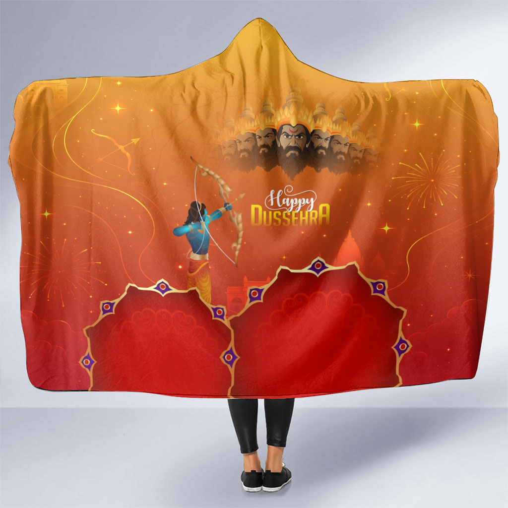 Happy Dussehra Lord Rama Ravana Hooded Blanket Lord Rama Archer Defeating Ravana Festival Art