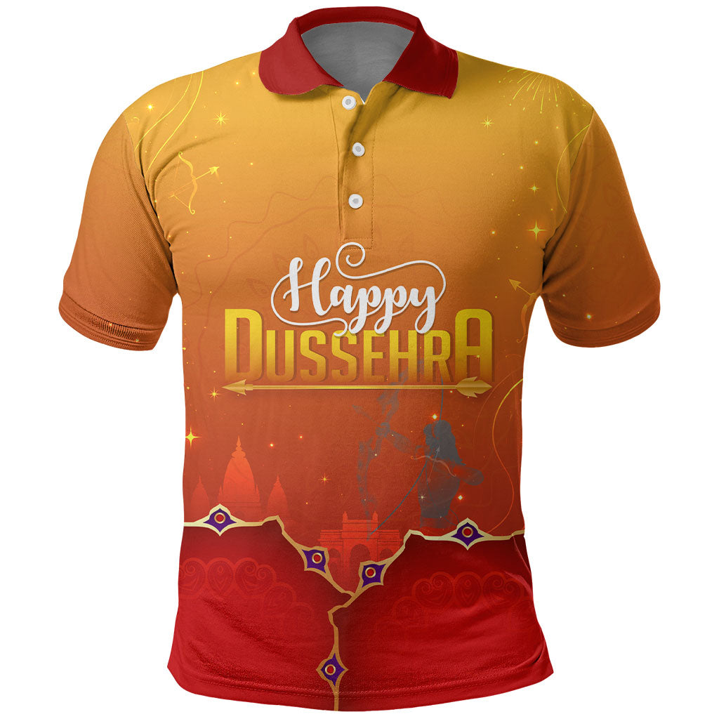 Happy Dussehra Lord Rama Ravana Polo Shirt Lord Rama Archer Defeating Ravana Festival Art