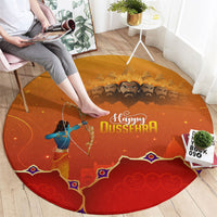 Happy Dussehra Lord Rama Ravana Round Carpet Lord Rama Archer Defeating Ravana Festival Art