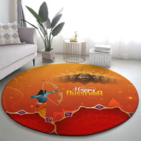 Happy Dussehra Lord Rama Ravana Round Carpet Lord Rama Archer Defeating Ravana Festival Art