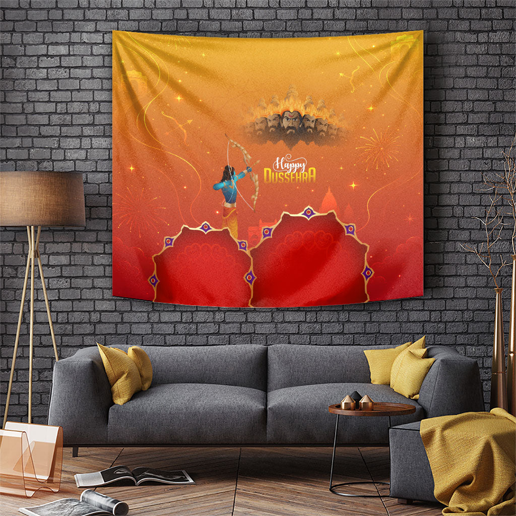 Happy Dussehra Lord Rama Ravana Tapestry Lord Rama Archer Defeating Ravana Festival Art