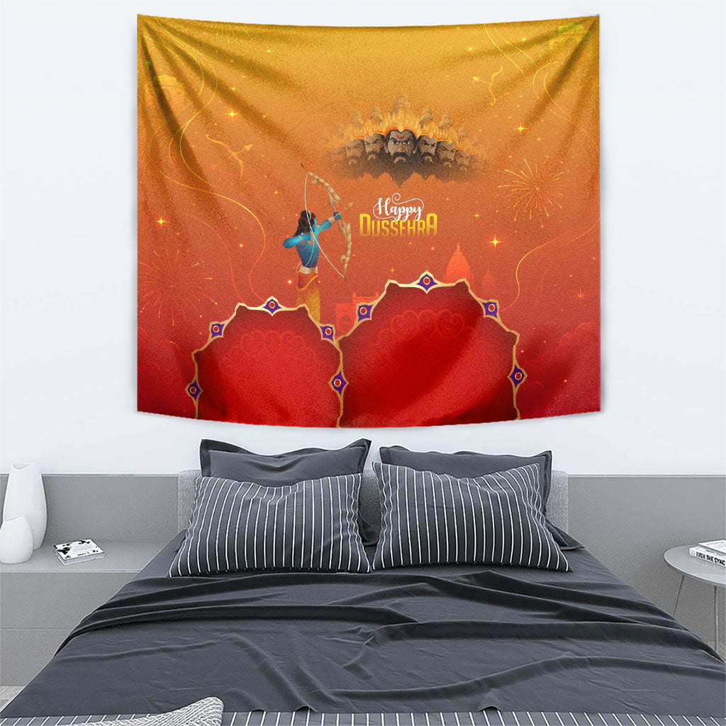 Happy Dussehra Lord Rama Ravana Tapestry Lord Rama Archer Defeating Ravana Festival Art