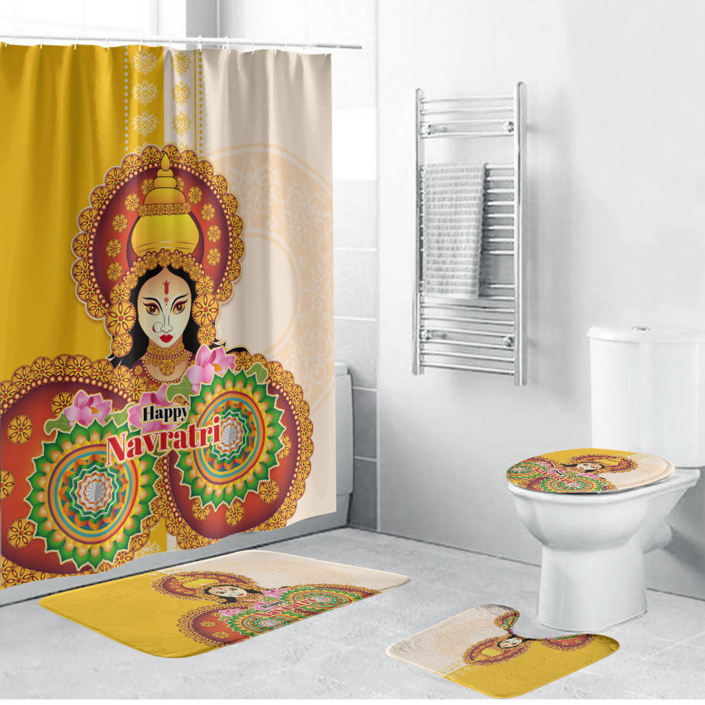 Happy Navratri Goddess Durga Maa Bathroom Set Goddess Durga Lotus Flower Mandala Festival Art