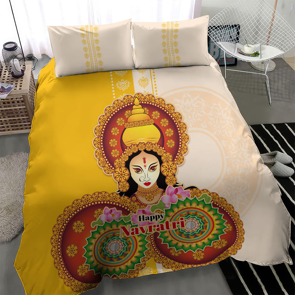 Happy Navratri Goddess Durga Maa Bedding Set Goddess Durga Lotus Flower Mandala Festival Art