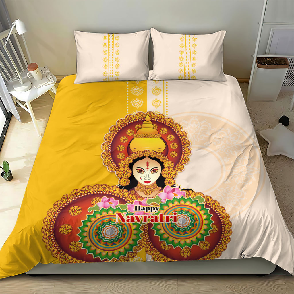 Happy Navratri Goddess Durga Maa Bedding Set Goddess Durga Lotus Flower Mandala Festival Art