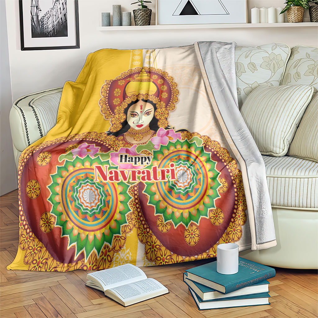Happy Navratri Goddess Durga Maa Blanket Goddess Durga Lotus Flower Mandala Festival Art