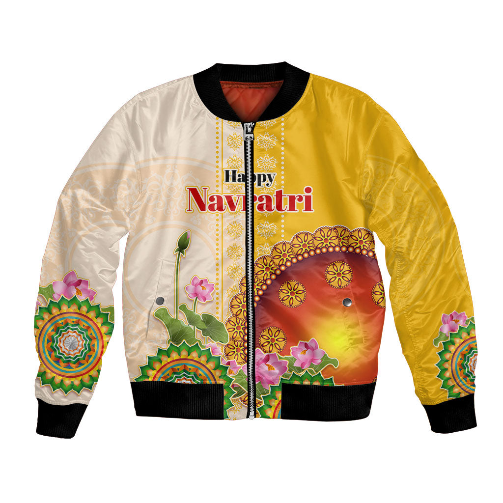 Happy Navratri Goddess Durga Maa Bomber Jacket Goddess Durga Lotus Flower Mandala Festival Art