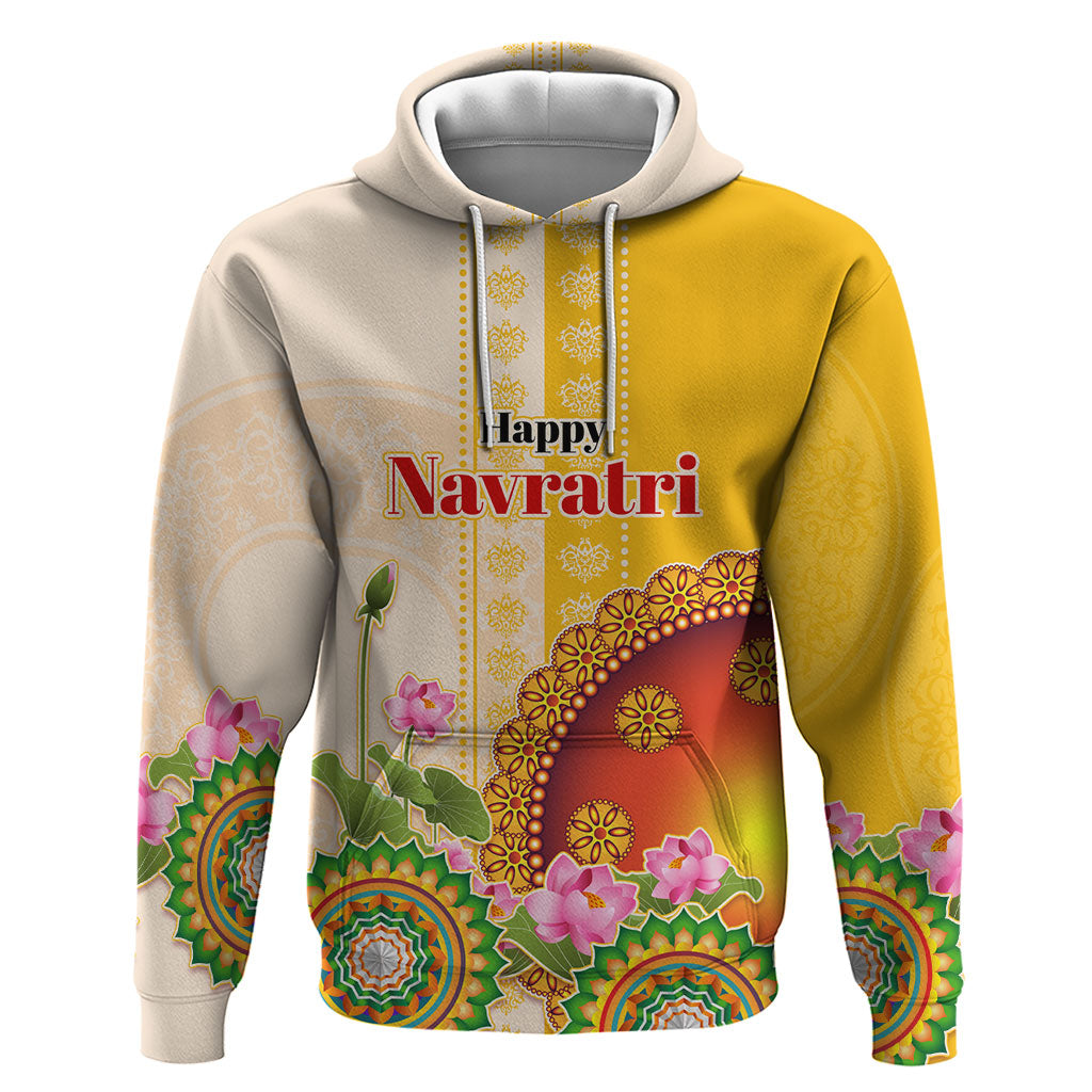 Happy Navratri Goddess Durga Maa Hoodie Goddess Durga Lotus Flower Mandala Festival Art