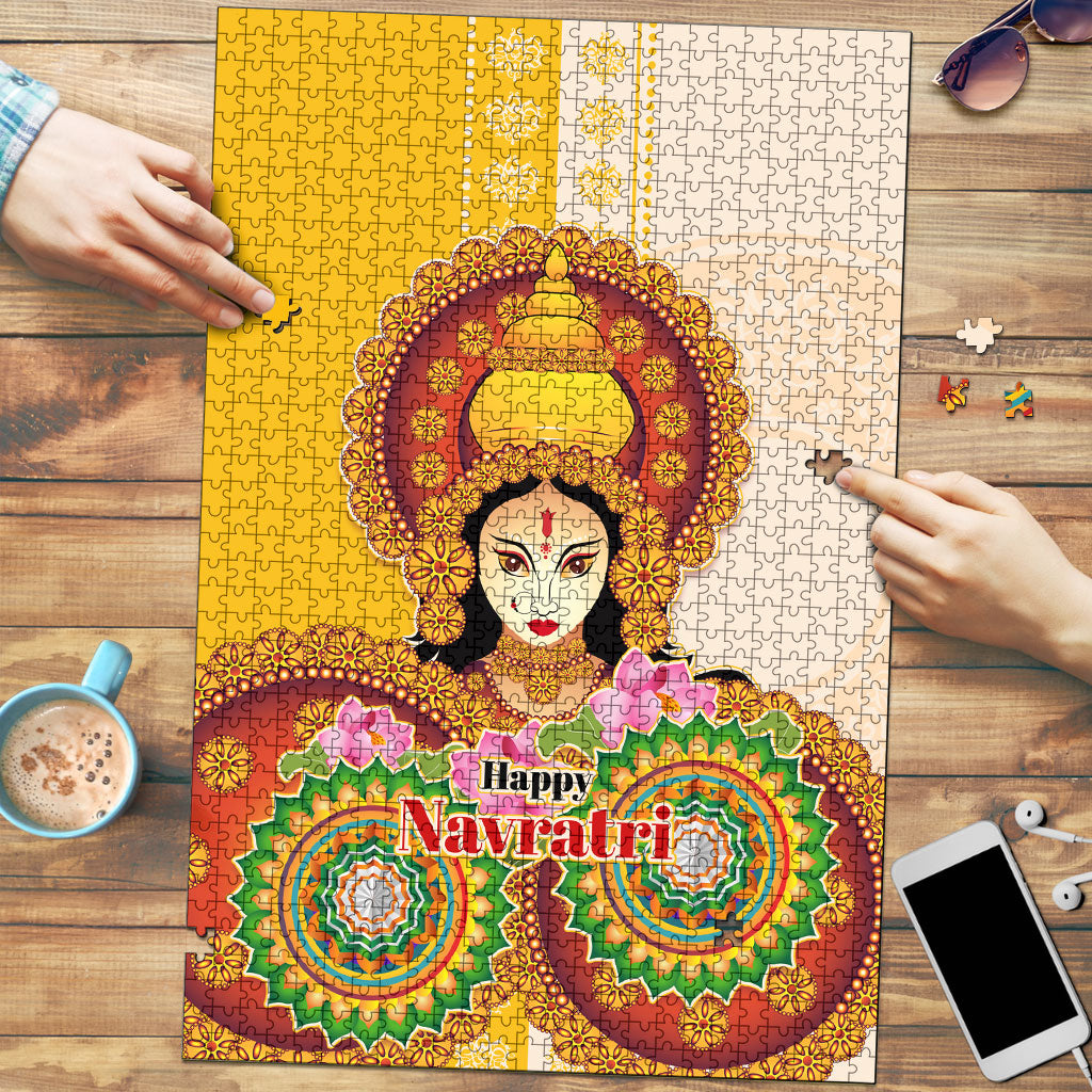 Happy Navratri Goddess Durga Maa Puzzle Goddess Durga Lotus Flower Mandala Festival Art