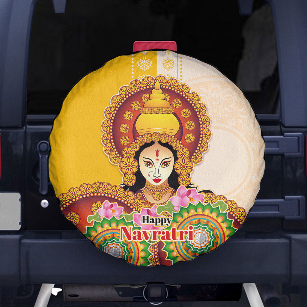 Happy Navratri Goddess Durga Maa Spare Tire Cover Goddess Durga Lotus Flower Mandala Festival Art