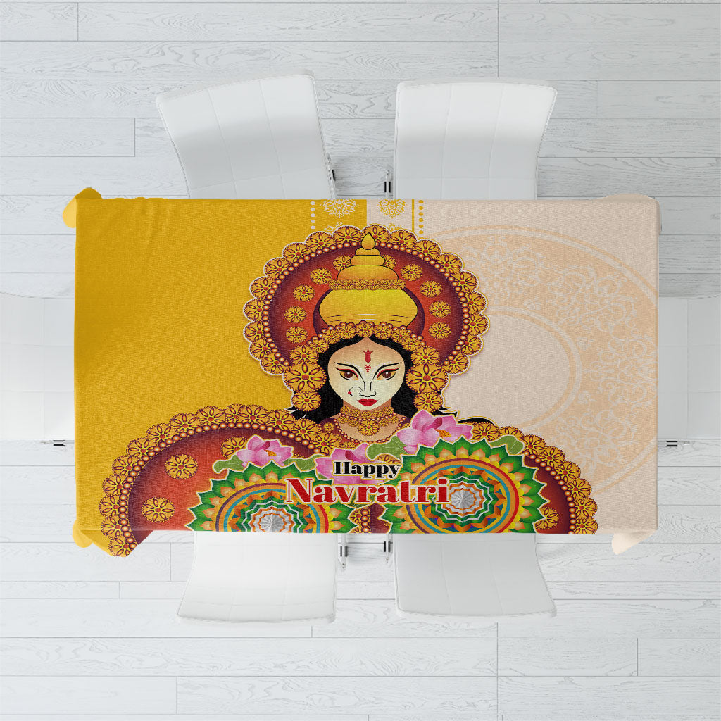 Happy Navratri Goddess Durga Maa Tablecloth Goddess Durga Lotus Flower Mandala Festival Art