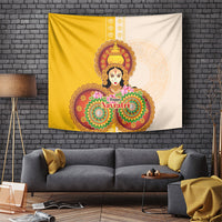Happy Navratri Goddess Durga Maa Tapestry Goddess Durga Lotus Flower Mandala Festival Art