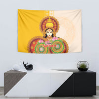 Happy Navratri Goddess Durga Maa Tapestry Goddess Durga Lotus Flower Mandala Festival Art
