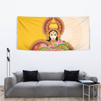 Happy Navratri Goddess Durga Maa Tapestry Goddess Durga Lotus Flower Mandala Festival Art