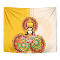 Happy Navratri Goddess Durga Maa Tapestry Goddess Durga Lotus Flower Mandala Festival Art