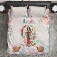 Happy Navratri Nine Nights Festival Bedding Set Goddess Durga Lion Diya Lamp Watercolor Art