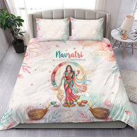 Happy Navratri Nine Nights Festival Bedding Set Goddess Durga Lion Diya Lamp Watercolor Art
