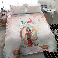 Happy Navratri Nine Nights Festival Bedding Set Goddess Durga Lion Diya Lamp Watercolor Art