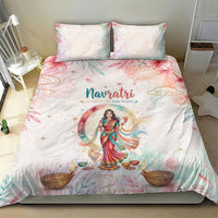Happy Navratri Nine Nights Festival Bedding Set Goddess Durga Lion Diya Lamp Watercolor Art
