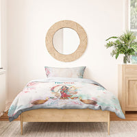 Happy Navratri Nine Nights Festival Bedding Set Goddess Durga Lion Diya Lamp Watercolor Art