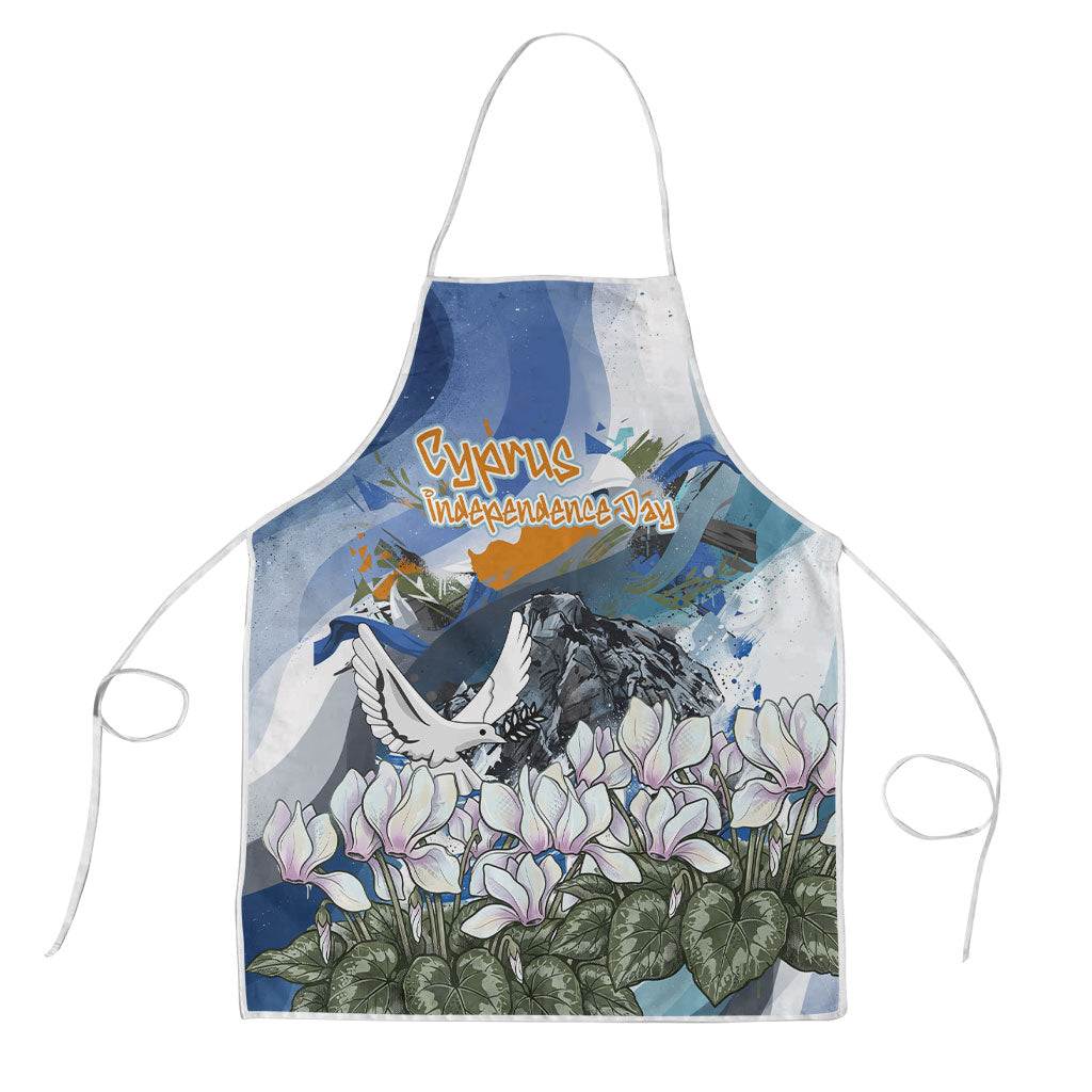 Cyprus Independence Day Mouflon Heritage Apron Cyprus Flag Mouflon Ram Cyclamen Flower