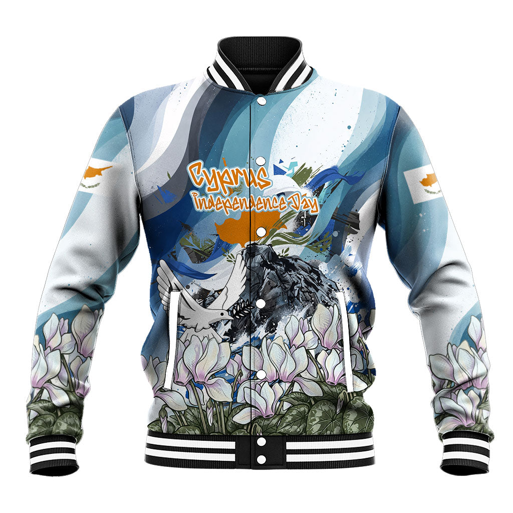 Cyprus Independence Day Mouflon Heritage Baseball Jacket Cyprus Flag Mouflon Ram Cyclamen Flower