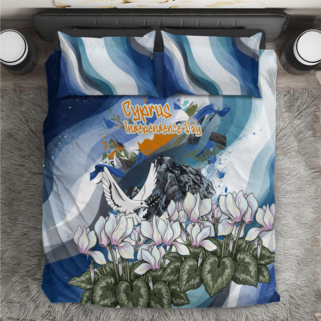 Cyprus Independence Day Mouflon Heritage Bedding Set Cyprus Flag Mouflon Ram Cyclamen Flower