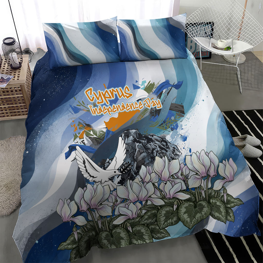 Cyprus Independence Day Mouflon Heritage Bedding Set Cyprus Flag Mouflon Ram Cyclamen Flower