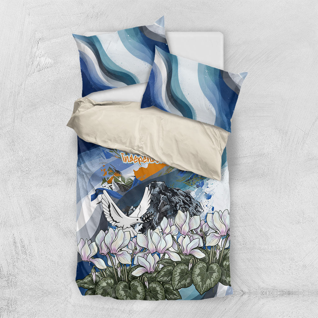 Cyprus Independence Day Mouflon Heritage Bedding Set Cyprus Flag Mouflon Ram Cyclamen Flower