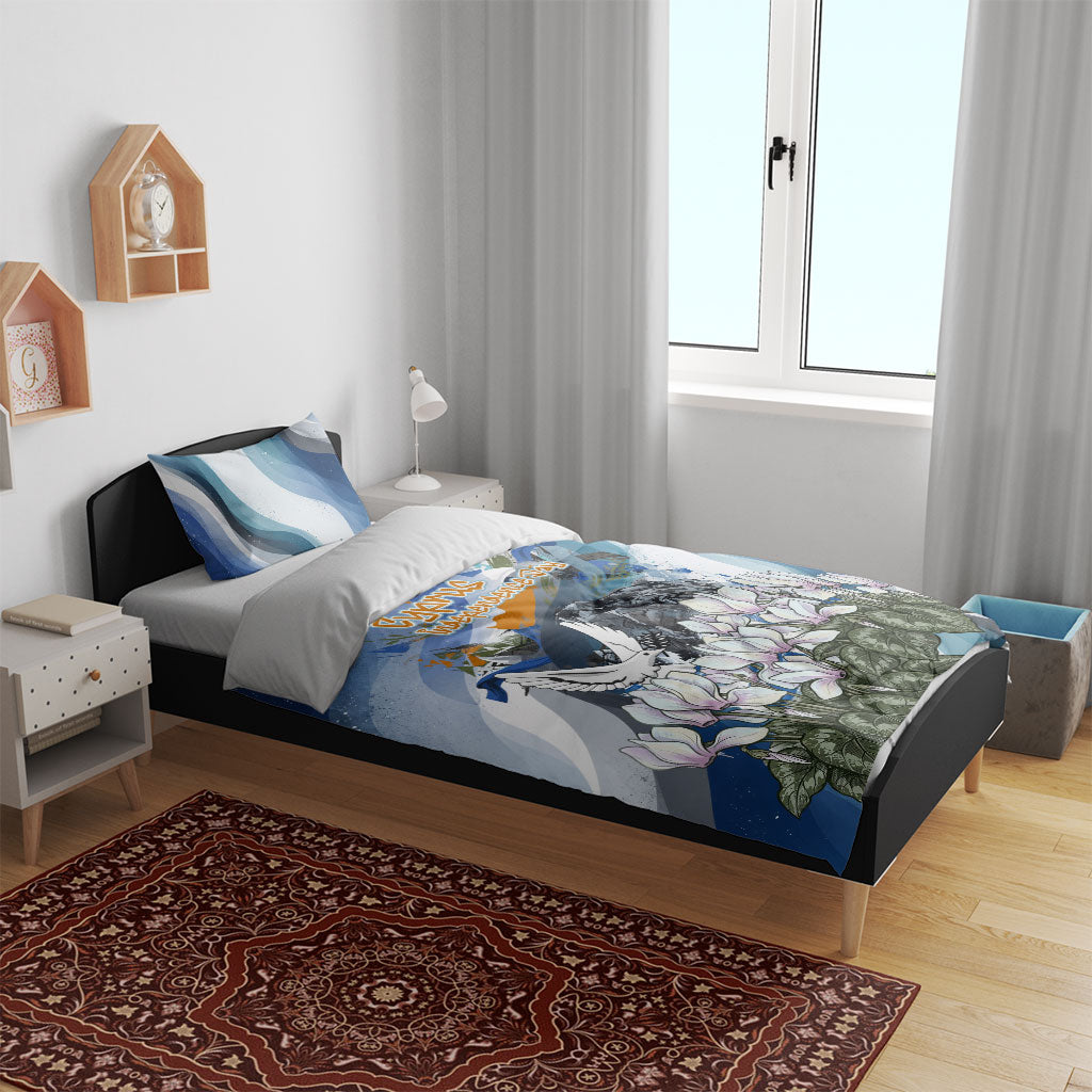 Cyprus Independence Day Mouflon Heritage Bedding Set Cyprus Flag Mouflon Ram Cyclamen Flower