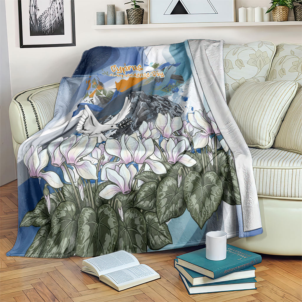 Cyprus Independence Day Mouflon Heritage Blanket Cyprus Flag Mouflon Ram Cyclamen Flower