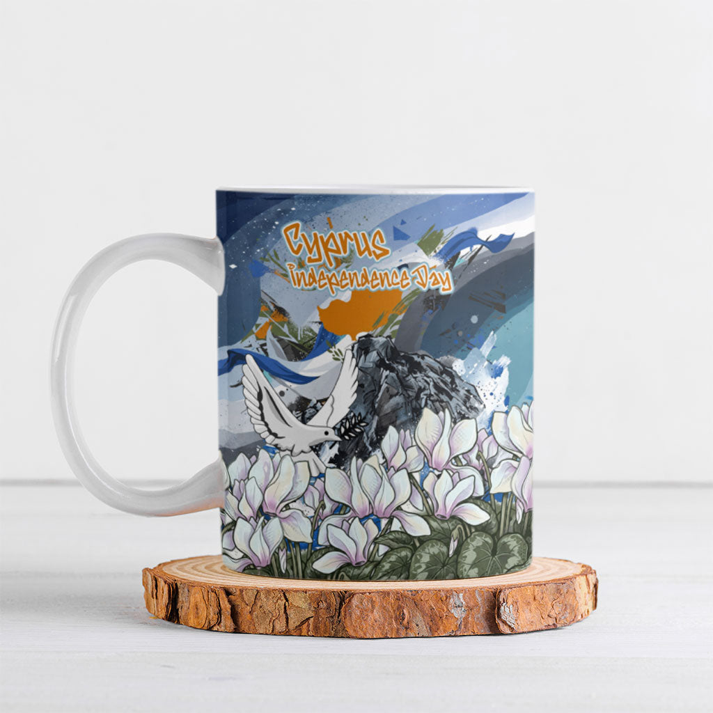 Cyprus Independence Day Mouflon Heritage Ceramic Mug Cyprus Flag Mouflon Ram Cyclamen Flower