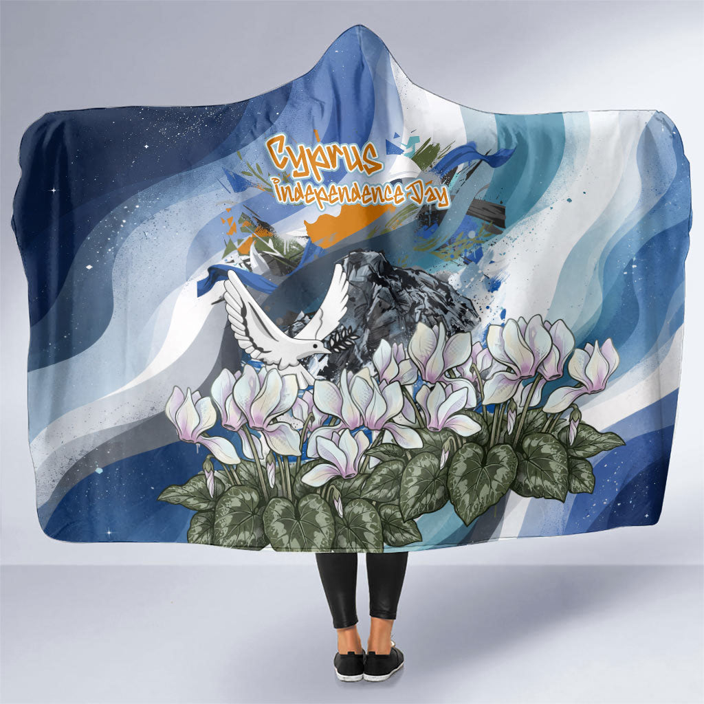 Cyprus Independence Day Mouflon Heritage Hooded Blanket Cyprus Flag Mouflon Ram Cyclamen Flower