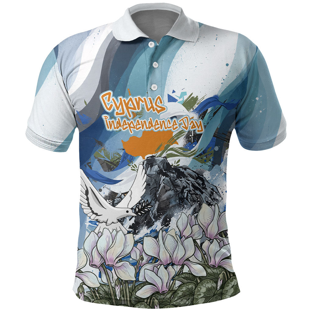 Cyprus Independence Day Mouflon Heritage Polo Shirt Cyprus Flag Mouflon Ram Cyclamen Flower