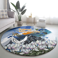 Cyprus Independence Day Mouflon Heritage Round Carpet Cyprus Flag Mouflon Ram Cyclamen Flower