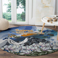 Cyprus Independence Day Mouflon Heritage Round Carpet Cyprus Flag Mouflon Ram Cyclamen Flower