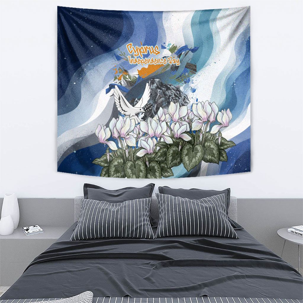 Cyprus Independence Day Mouflon Heritage Tapestry Cyprus Flag Mouflon Ram Cyclamen Flower
