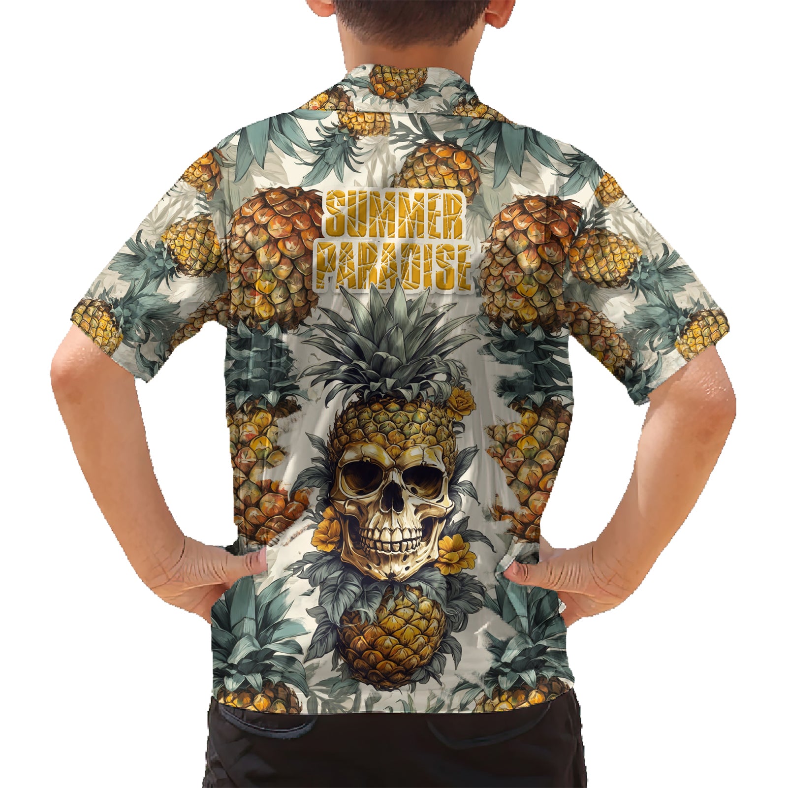 Pineapple Skull Kid Hawaiian Shirt Summer Paradise - Wonder Print Shop