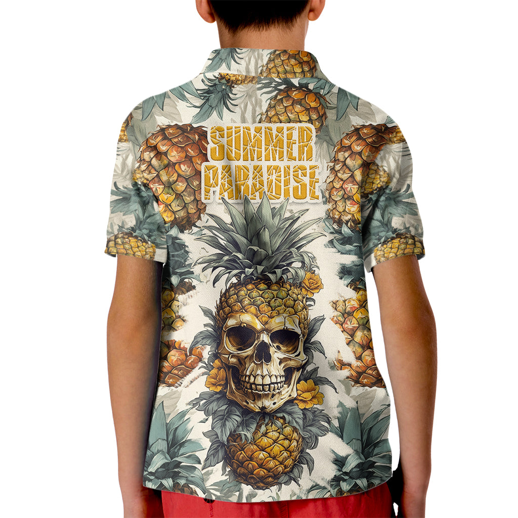 Pineapple Skull Kid Polo Shirt Summer Paradise - Wonder Print Shop