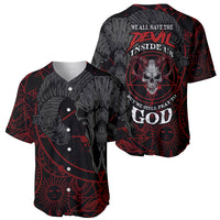 Black baseball jersey set, skull-demon back and front graphics with red line art