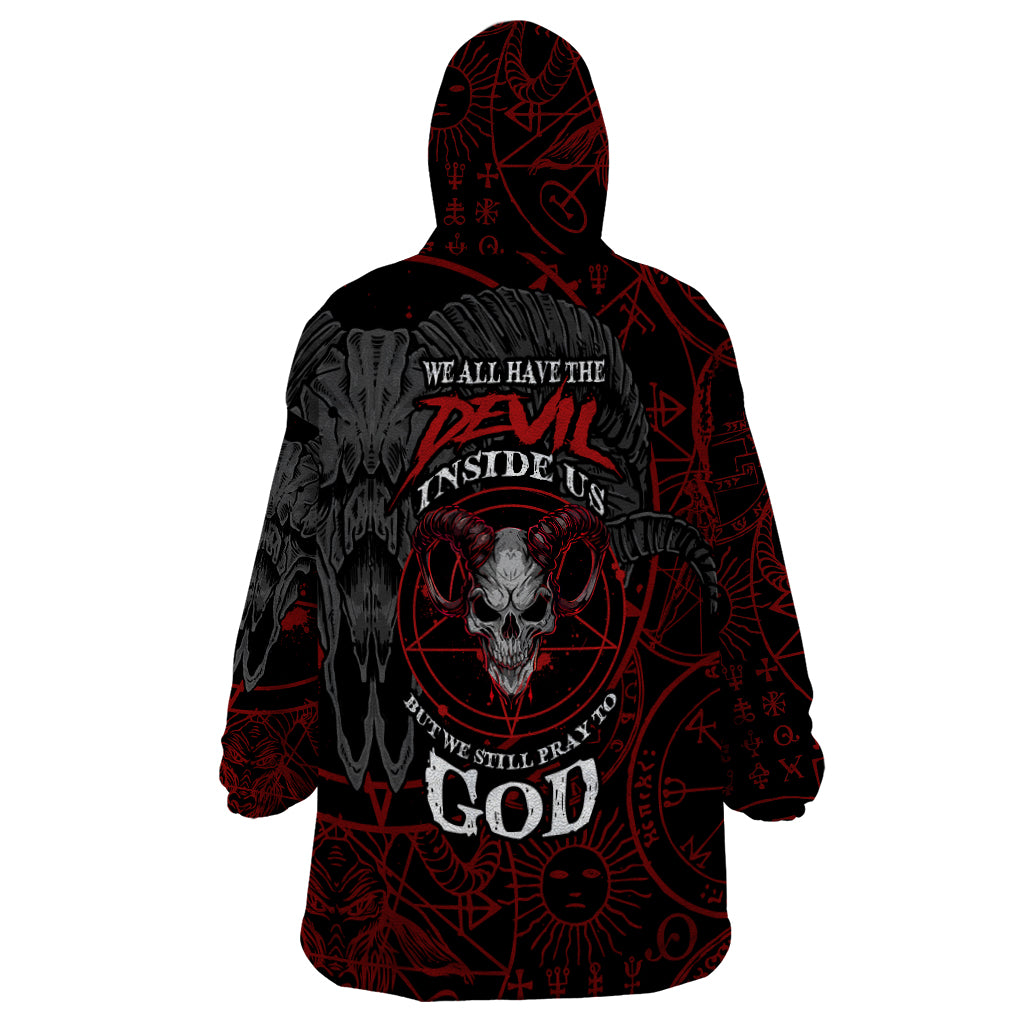 Skull Demon Wearable Blanket Hoodie We All Have The Devil Inside Us - Wonder Print Shop