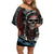 Native American Skull Family Matching Off Shoulder Short Dress and Hawaiian Shirt American History Begins With Native History - Wonder Print Shop