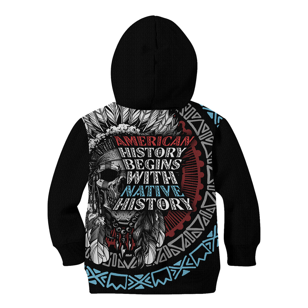 Native American Skull Kid Hoodie American History Begins With Native History - Wonder Print Shop