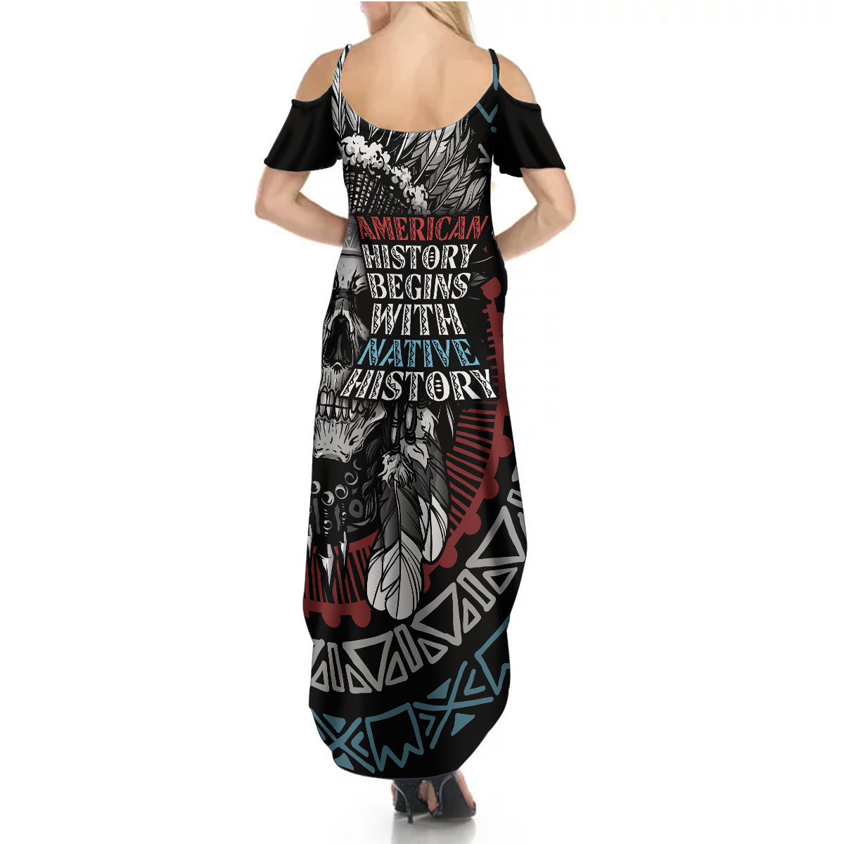 native-american-skull-summer-maxi-dress-american-history-begins-with-native-history