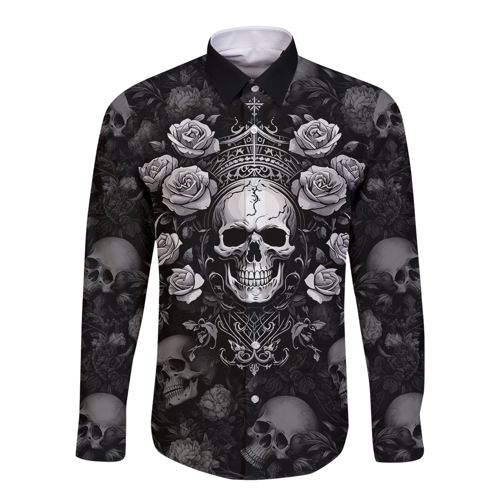 Skull Long Sleeve Button Shirt I Am Who I Am Your Approval Isn't Needed - Wonder Print Shop