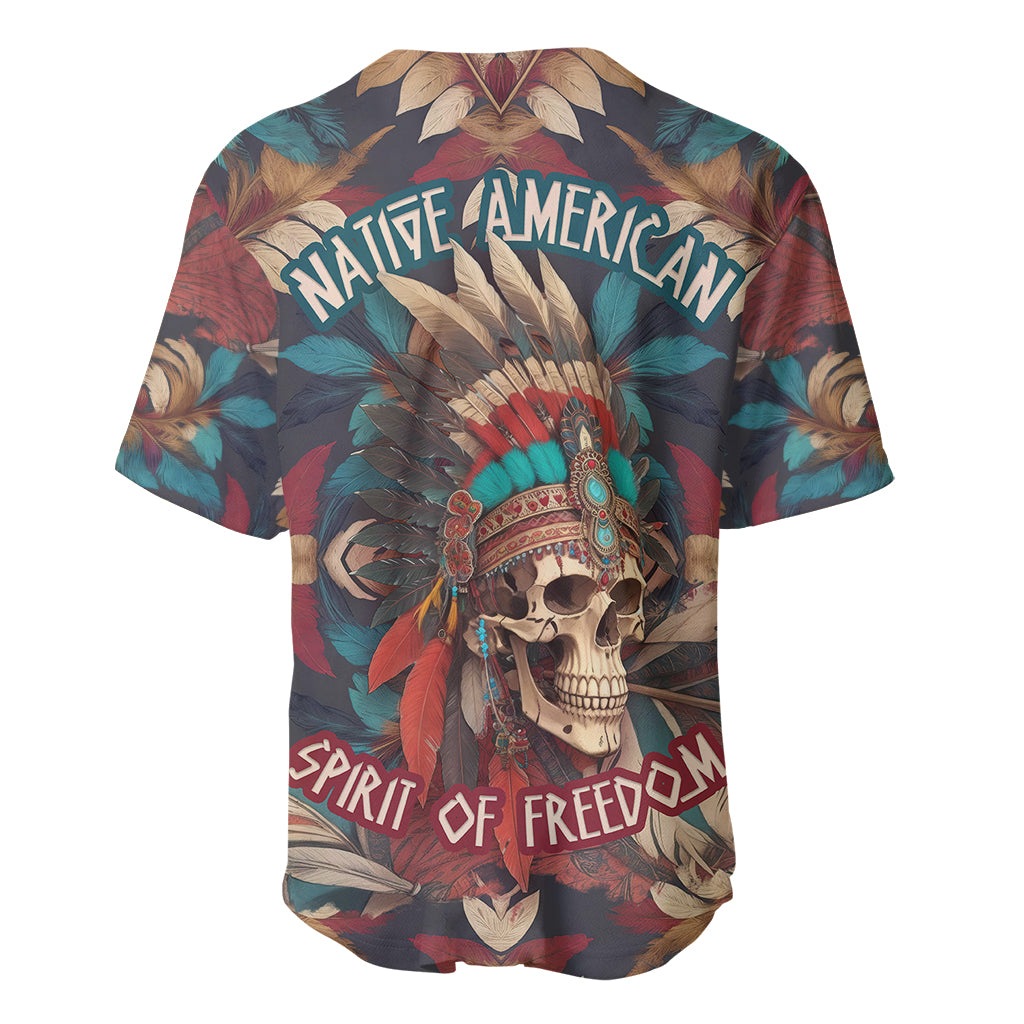 Native American Skull Baseball Jersey Native Merican Spirit Of Freedom - Wonder Print Shop